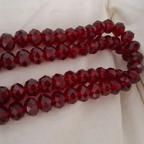 Double STRAND GARNET red Necklace - Picture 3 of 9